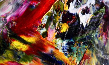 Renkli soyut resim arkaplanı. Modern motif görsel sanat. Yağ renkli yoğun bir karışım. Moda el boyama bezi. Moda poster kağıdı için tuval üzerindeki fırça darbelerini boya