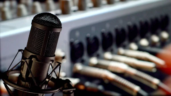 Microphone Studio Music Stage Studio Sound Equipment — Stock Photo, Image