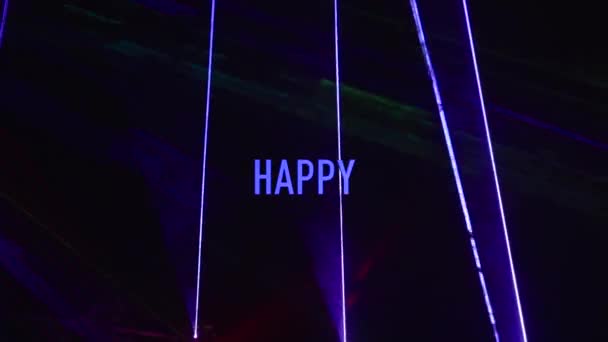 Happy Birthday Text Farbe Licht Hintergrund — Stockvideo