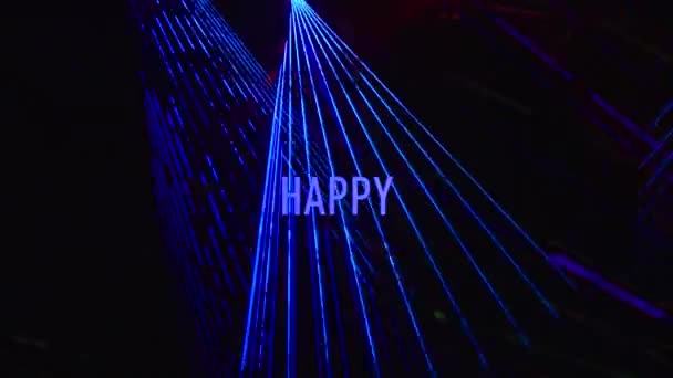 Happy Birthday Text Farbe Licht Hintergrund — Stockvideo