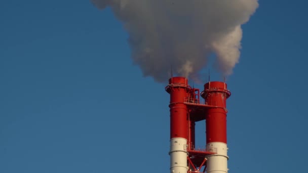 Power Station Equipment Electric Power Stations White Smoke Pipe — Stock Video