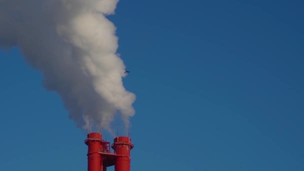 Central Eléctrica Equipo Las Estaciones Energía Eléctrica Humo Blanco Tubo — Vídeo de stock