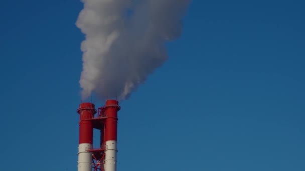 Power Station Equipment Electric Power Stations White Smoke Pipe — Stock Video