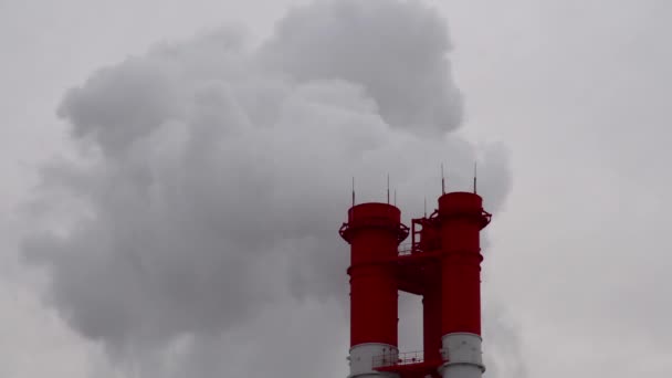 Een Energiecentrale Apparatuur Van Elektrische Centrales Witte Rook Uit Een — Stockvideo