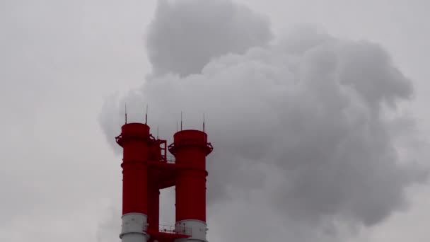 Central Energia Equipamento Estações Energia Elétrica Fumo Branco Tubo — Vídeo de Stock