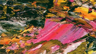 Renkli soyut resim arkaplanı. Modern motif görsel sanat. Yağ renkli yoğun bir karışım. Moda el boyama bezi. Moda poster kağıdı için tuval üzerindeki fırça darbelerini boya