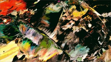 Renkli soyut resim arkaplanı. Modern motif görsel sanat. Yağ renkli yoğun bir karışım. Moda el boyama bezi. Moda poster kağıdı için tuval üzerindeki fırça darbelerini boya