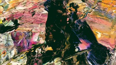 Renkli soyut resim arkaplanı. Modern motif görsel sanat. Yağ renkli yoğun bir karışım. Moda el boyama bezi. Moda poster kağıdı için tuval üzerindeki fırça darbelerini boya