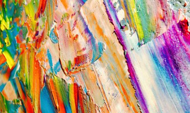 Renkli soyut resim arkaplanı. Modern motif görsel sanat. Yağ renkli yoğun bir karışım. Moda el boyama bezi. Moda poster kağıdı için tuval üzerindeki fırça darbelerini boya