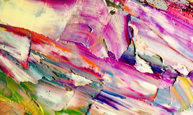 Renkli soyut resim arkaplanı. Modern motif görsel sanat. Yağ renkli yoğun bir karışım. Moda el boyama bezi. Moda poster kağıdı için tuval üzerindeki fırça darbelerini boya