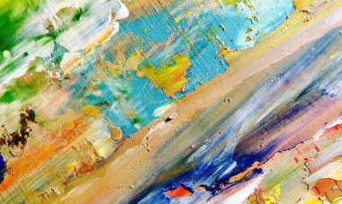 Renkli soyut resim arkaplanı. Modern motif görsel sanat. Yağ renkli yoğun bir karışım. Moda el boyama bezi. Moda poster kağıdı için tuval üzerindeki fırça darbelerini boya