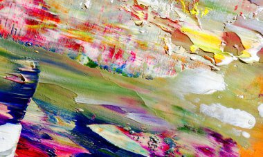 Renkli soyut resim arkaplanı. Modern motif görsel sanat. Yağ renkli yoğun bir karışım. Moda el boyama bezi. Moda poster kağıdı için tuval üzerindeki fırça darbelerini boya