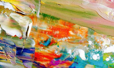 Renkli soyut resim arkaplanı. Modern motif görsel sanat. Yağ renkli yoğun bir karışım. Moda el boyama bezi. Moda poster kağıdı için tuval üzerindeki fırça darbelerini boya