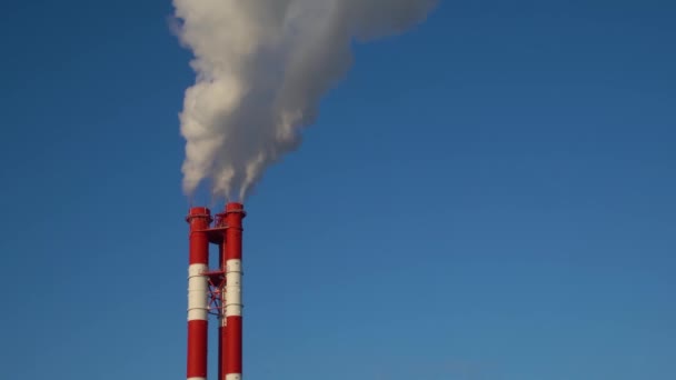 Power Station Equipment Electric Power Stations White Smoke Pipe — Stock Video