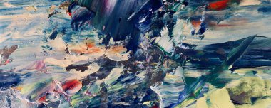 Renkli soyut resim arkaplanı. Modern motif görsel sanat. Yağ renkli yoğun bir karışım. Moda el boyama bezi. Moda poster kağıdı için tuval üzerindeki fırça darbelerini boya