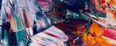 Renkli soyut resim arkaplanı. Modern motif görsel sanat. Yağ renkli yoğun bir karışım. Moda el boyama bezi. Moda poster kağıdı için tuval üzerindeki fırça darbelerini boya