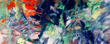 Renkli soyut resim arkaplanı. Modern motif görsel sanat. Yağ renkli yoğun bir karışım. Moda el boyama bezi. Moda poster kağıdı için tuval üzerindeki fırça darbelerini boya