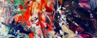 Renkli soyut resim arkaplanı. Modern motif görsel sanat. Yağ renkli yoğun bir karışım. Moda el boyama bezi. Moda poster kağıdı için tuval üzerindeki fırça darbelerini boya