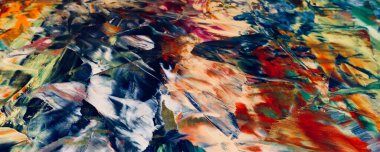 Renkli soyut resim arkaplanı. Modern motif görsel sanat. Yağ renkli yoğun bir karışım. Moda el boyama bezi. Moda poster kağıdı için tuval üzerindeki fırça darbelerini boya