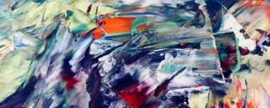 Renkli soyut resim arkaplanı. Modern motif görsel sanat. Yağ renkli yoğun bir karışım. Moda el boyama bezi. Moda poster kağıdı için tuval üzerindeki fırça darbelerini boya