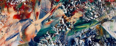 Renkli soyut resim arkaplanı. Modern motif görsel sanat. Yağ renkli yoğun bir karışım. Moda el boyama bezi. Moda poster kağıdı için tuval üzerindeki fırça darbelerini boya