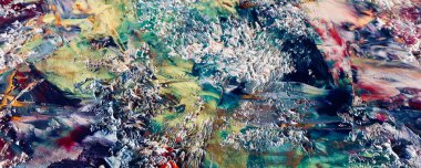 Renkli soyut resim arkaplanı. Modern motif görsel sanat. Yağ renkli yoğun bir karışım. Moda el boyama bezi. Moda poster kağıdı için tuval üzerindeki fırça darbelerini boya