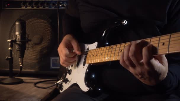 Musicien Jouant Guitare Électrique Studio Guitariste — Video