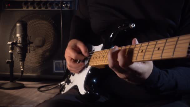 Musician Playing Electric Guitar Studio Guitarist — Stock Video