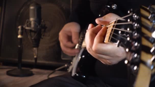 Musiker Spielt Gitarre Studio Gitarrist — Stockvideo