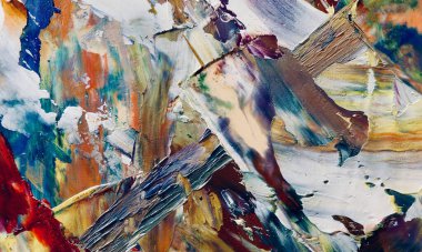 Renkli soyut resim arkaplanı. Modern motif görsel sanat. Yağ renkli yoğun bir karışım. Moda el boyama bezi. Moda poster kağıdı için tuval üzerindeki fırça darbelerini boya