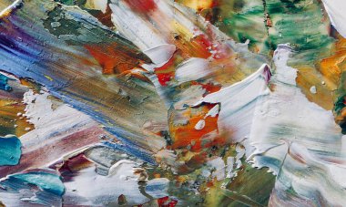 Renkli soyut resim arkaplanı. Modern motif görsel sanat. Yağ renkli yoğun bir karışım. Moda el boyama bezi. Moda poster kağıdı için tuval üzerindeki fırça darbelerini boya