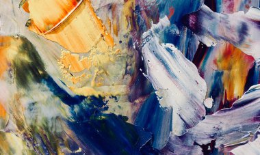 Renkli soyut resim arkaplanı. Modern motif görsel sanat. Yağ renkli yoğun bir karışım. Moda el boyama bezi. Moda poster kağıdı için tuval üzerindeki fırça darbelerini boya