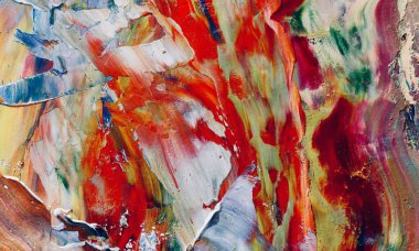 Renkli soyut resim arkaplanı. Modern motif görsel sanat. Yağ renkli yoğun bir karışım. Moda el boyama bezi. Moda poster kağıdı için tuval üzerindeki fırça darbelerini boya
