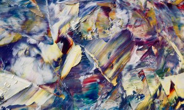 Renkli soyut resim arkaplanı. Modern motif görsel sanat. Yağ renkli yoğun bir karışım. Moda el boyama bezi. Moda poster kağıdı için tuval üzerindeki fırça darbelerini boya