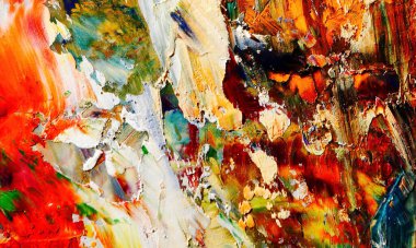 Renkli soyut resim arkaplanı. Modern motif görsel sanat. Yağ renkli yoğun bir karışım. Moda el boyama bezi. Moda poster kağıdı için tuval üzerindeki fırça darbelerini boya
