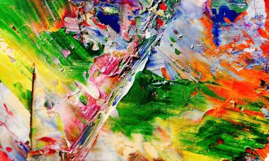 Renkli soyut resim arkaplanı. Modern motif görsel sanat. Yağ renkli yoğun bir karışım. Moda el boyama bezi. Moda poster kağıdı için tuval üzerindeki fırça darbelerini boya