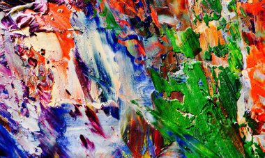 Renkli soyut resim arkaplanı. Modern motif görsel sanat. Yağ renkli yoğun bir karışım. Moda el boyama bezi. Moda poster kağıdı için tuval üzerindeki fırça darbelerini boya