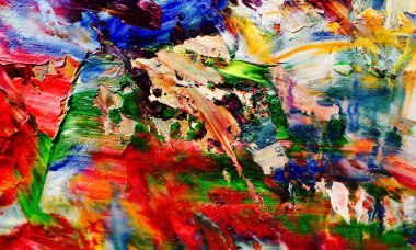Renkli soyut resim arkaplanı. Modern motif görsel sanat. Yağ renkli yoğun bir karışım. Moda el boyama bezi. Moda poster kağıdı için tuval üzerindeki fırça darbelerini boya