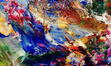 Renkli soyut resim arkaplanı. Modern motif görsel sanat. Yağ renkli yoğun bir karışım. Moda el boyama bezi. Moda poster kağıdı için tuval üzerindeki fırça darbelerini boya