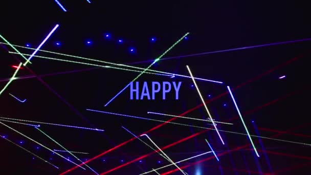 Happy Birthday Text Color Light Background — Stock Video