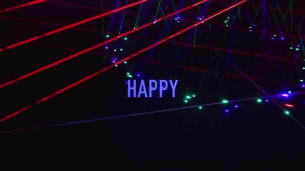 Happy Birthday Text Farbe Licht Hintergrund — Stockvideo