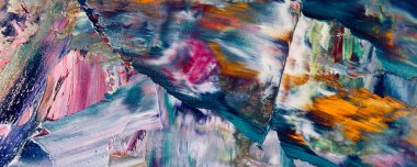 Renkli soyut resim arkaplanı. Modern motif görsel sanat. Yağ renkli yoğun bir karışım. Moda el boyama bezi. Moda poster kağıdı için tuval üzerindeki fırça darbelerini boya