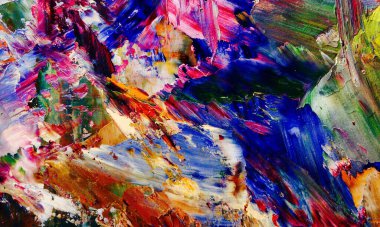 Renkli soyut resim arkaplanı. Modern motif görsel sanat. Yağ renkli yoğun bir karışım. Moda el boyama bezi. Moda poster kağıdı için tuval üzerindeki fırça darbelerini boya