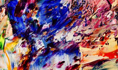 Renkli soyut resim arkaplanı. Modern motif görsel sanat. Yağ renkli yoğun bir karışım. Moda el boyama bezi. Moda poster kağıdı için tuval üzerindeki fırça darbelerini boya