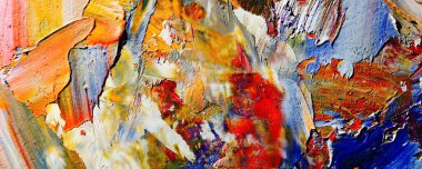 Renkli soyut resim arkaplanı. Modern motif görsel sanat. Yağ renkli yoğun bir karışım. Moda el boyama bezi. Moda poster kağıdı için tuval üzerindeki fırça darbelerini boya