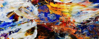 Renkli soyut resim arkaplanı. Modern motif görsel sanat. Yağ renkli yoğun bir karışım. Moda el boyama bezi. Moda poster kağıdı için tuval üzerindeki fırça darbelerini boya