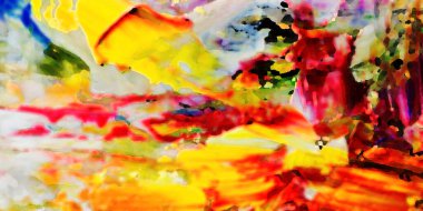 Renkli soyut resim arkaplanı. Modern motif görsel sanat. Yağ renkli yoğun bir karışım. Moda el boyama bezi. Moda poster kağıdı için tuval üzerindeki fırça darbelerini boya