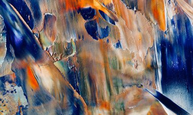 Renkli soyut resim arkaplanı. Modern motif görsel sanat. Yağ renkli yoğun bir karışım. Moda el boyama bezi. Moda poster kağıdı için tuval üzerindeki fırça darbelerini boya