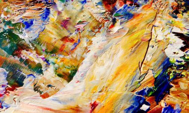 Renkli soyut resim arkaplanı. Modern motif görsel sanat. Yağ renkli yoğun bir karışım. Moda el boyama bezi. Moda poster kağıdı için tuval üzerindeki fırça darbelerini boya