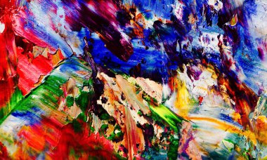 Renkli soyut resim arkaplanı. Modern motif görsel sanat. Yağ renkli yoğun bir karışım. Moda el boyama bezi. Moda poster kağıdı için tuval üzerindeki fırça darbelerini boya